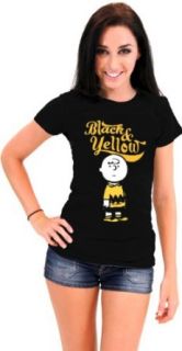 Peanuts Charlie Brown Black & Yellow Juniors Black T Shirt Clothing
