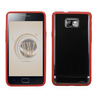 Hybrid TPU Skin Cover for Samsung Galaxy S II (AT&T) SGH i777, Red/Smoke Cell Phones & Accessories