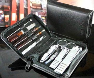 ALICE 9 Pc Manicure / Pedicure Kit, Leather Case, Travel & Grooming Kit  Tweezers  Beauty