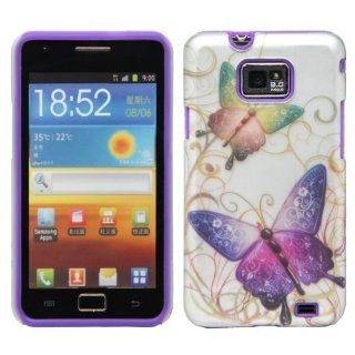 (AT&T) Samsung Galaxy S2 / SII / II / 2 / SGH i777 / Stright Talk S959G Silver Green Purple Paisley Flower Butterfly Design 2in1 Hybrid Case Hard Plastic Cover + Soft Silicone Rubber Skin + Ituffy LCD Screen Protector Film Cell Phones & Accessorie