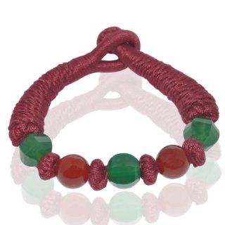 Threads Macrame Beaded Green & Red Onyx Gemstone Bracelet New Fashion Jewelry Handmade Designer Jewelry