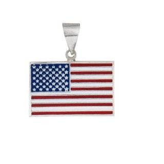 Sterling Silver USA Flag Pendant (Rectangular). Includes Gifts Packaging At No Extra Cost Jewelry