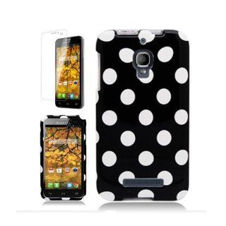 ALCATEL ONE TOUCH FIERCE BLACK WHITE POLKA DOT COVER SNAP ON HARD CASE + FREE SCREEN PROTECTOR from [ACCESSORY ARENA] Cell Phones & Accessories