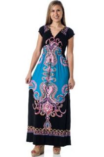 Maxi Length with cap sleeve Summer beach Long Sundress   Mystic Mantra Turquoise S Dresses