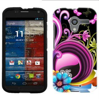 Motorola Moto X Swirland flowers on Black Phone Case Cover Cell Phones & Accessories