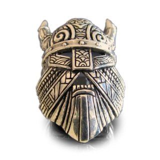 THOR VIKING RING with Mask Horns & Warhammer in Bronze   Size 4 Jewelry