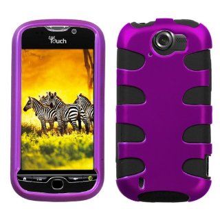 Titanium Purple/Black Fishbone Phone Protector Faceplate Cover For HTC myTouch 4G Slide Cell Phones & Accessories