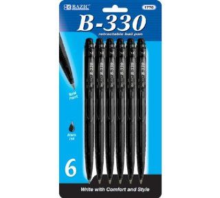 Bazic B 330 Retractable Pen, Black Color, 6 per Pack (Case of 24)  Ballpoint Pens 