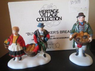 Department 56 Heritage Village Collection ; Alpine Village ; Buying Baker's Bread 1992 Retired Set of 2 ; Handpainted Porcelain Accessories #5619 7  Other Products  