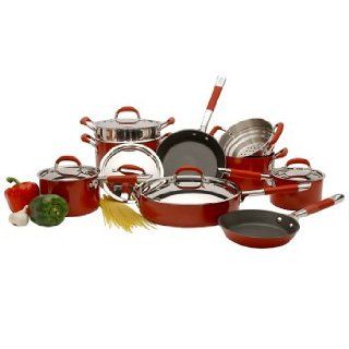 KitchenAid Hard Base Ceramic 14 Piece Cookware Set, Red Kitchen & Dining