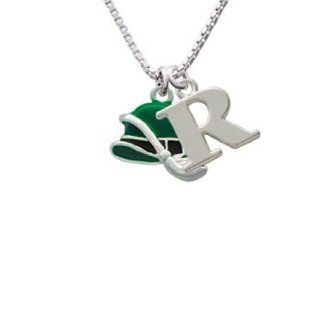 Derby Hat with Pipe Initial R Charm Necklace Delight Jewelry Jewelry