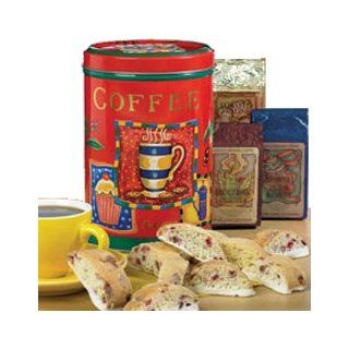 Coffee Sampler with Wild Berry Biscotti Gift Tin  Gourmet Candy Gifts  Grocery & Gourmet Food