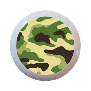 Camouflage Camo Pattern Green Ceramic Knobs Kitchen Drawer Cabinet Vanity 771   Cabinet And Furniture Knobs