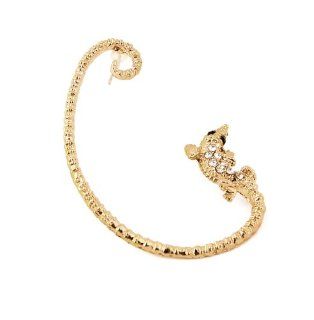 Gold plated Crocodile Ear cuff inspired earring with crystals. Jewelry