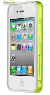 Daruma iphone 4/4S White frame Soft Rubber Bumper (Made in Taiwan)  Clear Green Cell Phones & Accessories