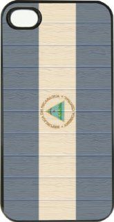 Rikki KnightTM Nicaragua Flag on Distressed Wood Design iPhone 4 & 4s Case Cover (Black Rubber with bumper protection) for Apple iPhone 4 & 4s Cell Phones & Accessories