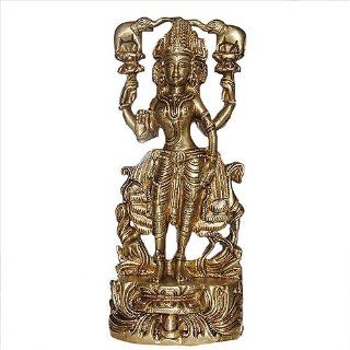 Statue Goddess Laxmi Brass Figurines Religious Gift 3.5 X 1.5 X 8 Inches  