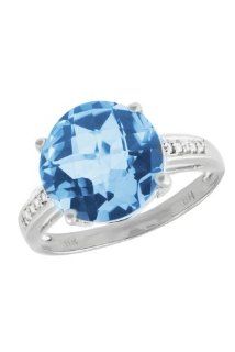 Effy Jewlery White Gold Blue Topaz and Diamond Ring, 4.79 TCW Ring size 7 Effy Jewelry