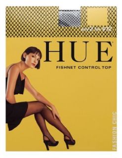HUE Women's Fishnet Control Top Pantyhose, Black, Size 1