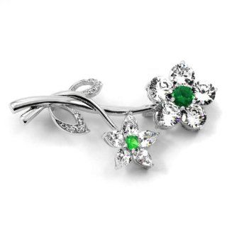 Celebrity Star Emitations Wedding Jewelry Roma's CZ Flower Brooch   Emerald   Final Sale Jewelry