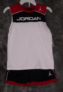 Nike Air Jordan Flight Boys Tank & Short 2 Piece Set, Black/Red/White (4)  Athletic Tracksuits  Sports & Outdoors
