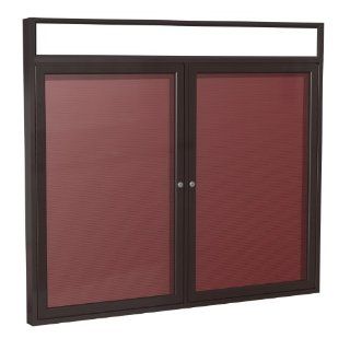Ghent PBB6 BG 36 in. x 60 in. 2 Door Bronze Alum Frame with Headliner Enclosed Burgundy Changeable Letterboard  Changeable Letter Boards 