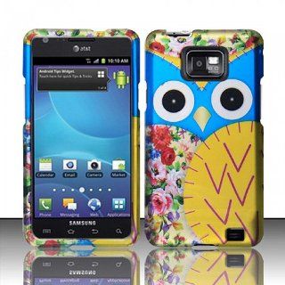 Blue Yellow Owl Hard Cover Case for Samsung Galaxy S2 S II AT&T i777 SGH i777 Attain i9100 Cell Phones & Accessories