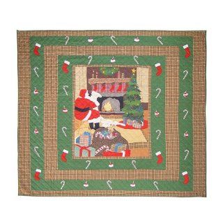 Patch Magic King Santa By The Fireside Quilt, 105 Inch by 95 Inch   Christmas Quilt