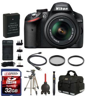 Nikon D3200 Digital SLR Camera With AF S DX NIKKOR 18 55mm 13.5 5.6G VR Lens + Spare Battery + Deluxe Camera Gadget Bag + LexSpeed 32GB Class 10 SDHC Memory Cards + Two Multi Coated 3PC Filter Kits + Deluxe Camera Gadget Bag + Sunpak 620 9002TM 58 Inch Tr