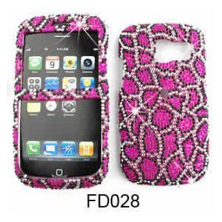 Pantech Link Full Diamond Crystal, Pink Leopard Print Full Rhinestones/Diamond/Bling   Hard Case/Cover/Faceplate/Snap On/Housing/Protector Cell Phones & Accessories
