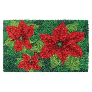 Poinsettias 18 x 30 Hand Woven Coir Doormat   Outdoor Doormats