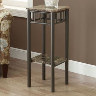 Monarch Cappuccino Marble / Bronze Metal Plant Stand   End Tables