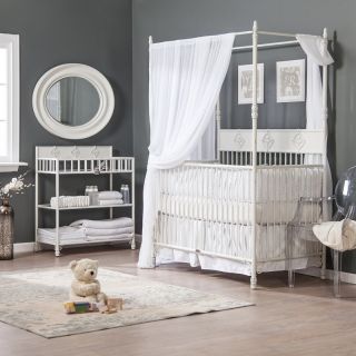 Bratt Decor Wrought Iron Indigo 2 in 1 Convertible Crib Collection   Distressed White   Cribs