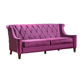 Armen Living Barrister Sofa   Purple Velvet with Crystal Buttons   Sofas