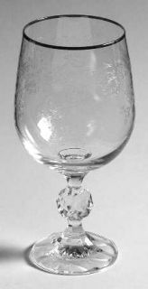 Import Assoc Silver Lace Water Goblet   Etched              Thick Platinum Trim