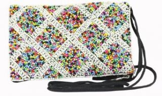 Bamboo Trading Company Hand Beaded Cell Phone or Club Bag, Multi colored in a Diamond Pattern