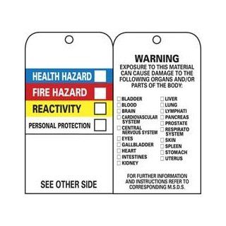 Nmc Tags   Hazmat   Health/Flammability/Instability/Personal Protection Checkboxes   White Industrial Warning Signs