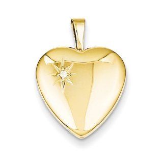 Diamond 16mm Heart Locket Gold Plated Sterling Silver & Diamond 16mm Heart Locket Jewelry