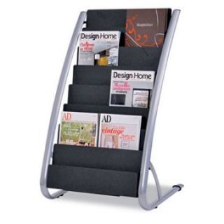 Alba DDEXPO8 Literature Floor 8 Pocket Display Rack   BLK/Chrome   Commercial Magazine Racks