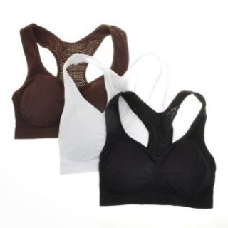 Angelina 3 Pair Pack Seemless Double Layer Racerback Sports Bra #806_Basic Sports Bras