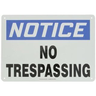 Accuform Signs MATR806VA Aluminum Safety Sign, Legend "NOTICE NO TRESPASSING", 10" Length x 14" Width x 0.040" Thickness, Blue/Black on White Industrial Warning Signs