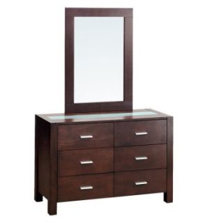 Vineyard 6 Drawer Dresser with Mirror   Cappuccino   Dressers & Chests