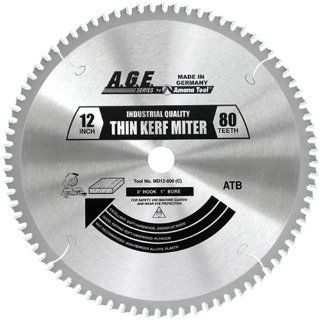 Amana Tool A.G.E. Series MD12 806 Thin Kerf Miter/Finishing 12 Inch x 80 Tooth ATB 1 Inch Bore Saw Blade    