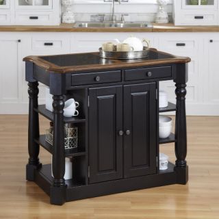 Home Styles Americana Granite Kitchen Island   Oak & Black   Kitchen Islands and Carts