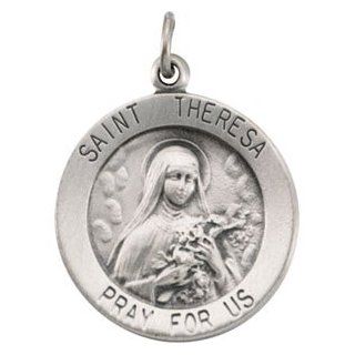 Clevereve's Sterling Silver 18.00 mm Saint Theresa Medal W 18 Inch Chain Pendant Necklaces Jewelry
