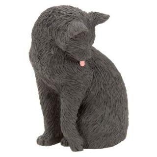 Sandicast Small Size Black Cat Sculpture   Garden Statues