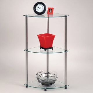 Convenience Concepts Classic Glass 3 Tier Corner Shelf   End Tables