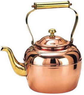 Old Dutch Decor Copper 2.5 qt. Teakettle with Brass Handle   Stove Top Tea Kettles