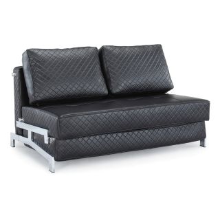 Saint Martin Faux Leather Convertible Sofa with Pillows   Black   Sofas