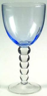 Unknown Crystal Unk5970 Blue Water Goblet   Five Ball Stem,Various Color Bowls,O